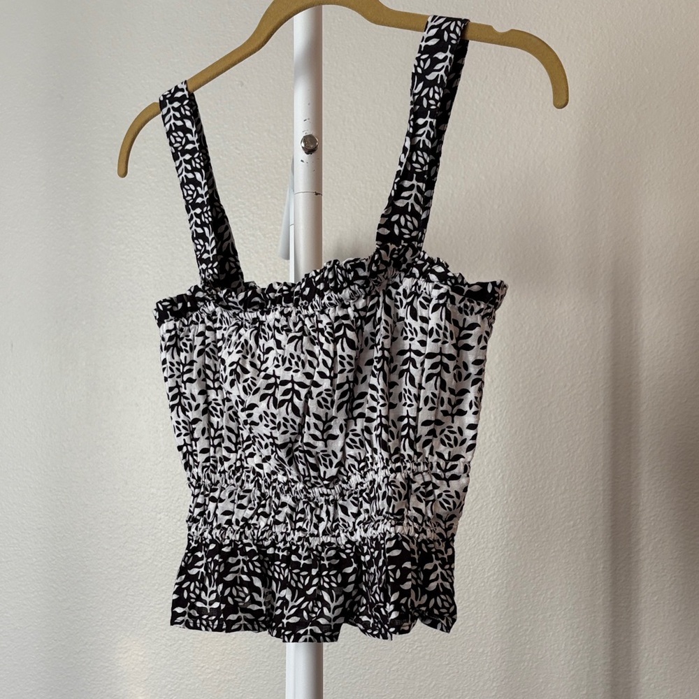 LOFT Black and White Patterned Camisole